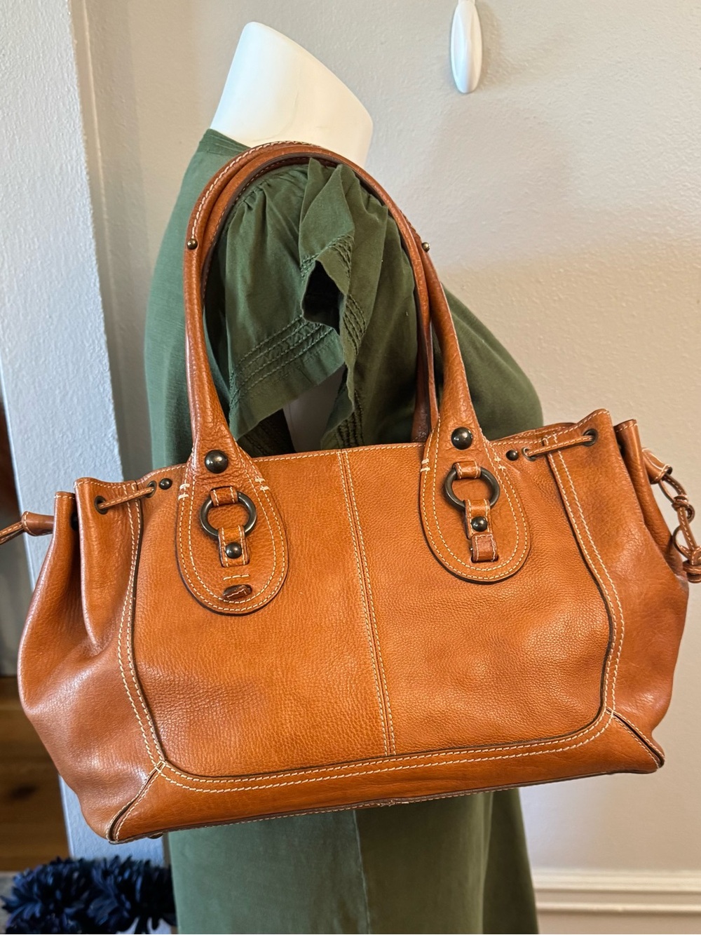 Banana Republic Fall 2006 Cognac Brown Leather Satchel Tote Shoulder Bag